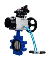 Затвор дисковый поворотный DN.ru WBV1631N-2W-Fb-H Ду150 Ру16 LUG, корпус - чугун QT450, диск - нержавеющая сталь 304, уплотнение - NBR, с пневмоприводом PA-DA-105-1, пневмораспределителем 4M320-10 AC220V, БКВ APL-210N и БПВ AFC2000