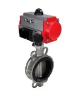 Затвор дисковый поворотный DN.ru WBV3131N-2W-Fb-H Ду150 Ру16, корпус - нержавеющая сталь 304, диск - нержавеющая сталь 304, уплотнение - NBR, с пневмоприводом DN.ru PA-DA-105 и пневмораспределителем DN.ru 4M310-08 AC220V