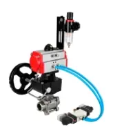 Кран шаровой DN.ru BV3232P(3pc)-FP-W-ISO-H WDVF Ду40 Ру40 полнопроходной, трехсоставной, нержавеющая сталь 316, PTFE, под приварку, с пневмоприводом PA-DA-065, пн.распределителем 4V320-08 AC220V, ручным дублером MON1-250-T26-ISO, БПВ AFC2000