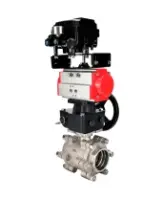 Кран шаровой DN.ru BV3232P(3pc)-FP-SW-ISO-H Ду80 Ру63 полнопроходной, корпус - нержавеющая сталь SS316, под приварку, с пневмоприводом PA-DA-105, ручным дублером MON2-450-T28-ISO, электропневматическим поворотным позиционером YT-1000RSN без обратной связи