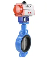 Затвор дисковый поворотный DN.ru WBV1413E-2W-Fb-H Ду100 Ру16, корпус - чугун GGG50, диск - чугун GGG40, уплотнение - EPDM, с пневмоприводом DN.ru PA-DA-083 двойного действия
