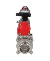 Кран шаровой DN.ru BV3232P(3pc)-FP-W-ISO-H Ду65 Ру25 полнопроходной двухходовой, нержавеющая сталь SS316, под приварку, уплотнение - PTFE, с пневмоприводом DN.ru PA-DA-83 и блоком концевых выключателей APL-210N