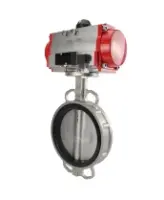 Затвор дисковый поворотный DN.ru WBV3232E-2W-Fb-H Ду250 Ру16, корпус - нержавеющая сталь 316L, диск - нержавеющая сталь 316L, уплотнение - EPDM, с пневмоприводом DN.ru PA-DA-140 и пневмораспределителем 4M310-08 AC220V
