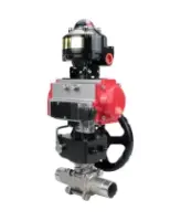 Кран шаровой DN.ru BV3232P(3pc)-FP-W-ISO-H LONG Ду65 Ру25 полнопроход., корпус - нерж.сталь 316, уплотнение - PTFE, под приварку, с пн.приводом PA-DA-083, пн.распределителем 4M310-08 AC220V, ручным дублером MON2-450-T28-ISO и БКВ APL-510N EX