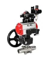 Кран шаровой DN.ru BV3232P(3pc)-FP-W-ISO-H LONG Ду65 Ру25 полнопроход., корпус - нерж.сталь 316, уплотнение - PTFE, под приварку, с пн.приводом PA-DA-083, пн.распределителем 4M310-08 AC220V, ручным дублером MON2-450-T28-ISO, БКВ APL-210N и БПВ AFC2000