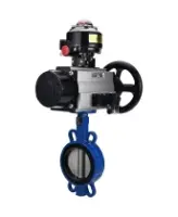 Затвор дисковый поворотный DN.ru WBV1631E-2W-Fb-ISO-H Ду125 Ру25 межфланцевый, корпус - чугун QT450, диск - нержавеющая сталь 304, уплотнение - EPDM, с пневмоприводом DN.ru PA-DA-105-1, пневмораспределителем 4M310-08 220В NAMUR и БКВ APL-510N EX