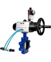 Затвор дисковый поворотный DN.ru WBV1616E-2W-Fb-H Ду125 Ру16 LUG, корпус - чугун QT450, диск - чугун QT450, уплотнение - EPDM, с пневмоприводом PA-DA-105-1, пневмораспределителем 4M320-08 AC220V и БПВ AFC2000