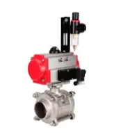 Кран шаровой DN.ru BV3232P(3pc)-FP-W-ISO-H WDVF Ду40 Ру40 полнопроходной, трехсоставной, корпус - нержавеющая сталь 316, уплотнение - PTFE, под приварку, с пневмоприводом PA-SA-105, пневмораспределителем 4M310-08 DC24V, БПВ AFC2000