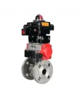Кран шаровой DN.ru BV3232P(2pc)-FP-F-ISO-H Ду80 Ру16 полнопроходной двухходовой, нержавеющая сталь 316, фланцевый, уплотнение - PTFE, с пневмоприводом PA-SA-130, пневмораспределителем 4M310-08 DC24V и БКВ APL-410N EX