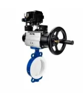 Затвор дисковый поворотный DN.ru WBV3434Pf-2W-Fb-R Ду200 Ру16, корпус - углеродистая сталь WCB, диск - углеродистая сталь WCB, футерованный PTFE, уплотнение - PTFE, с пневмоприводом PA-DA-105-1 и позиционером YT-1000RSN без обратной связи