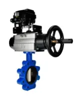 Затвор дисковый поворотный DN.ru WBV1616E-2W-Fb-H Ду125 Ру16 LUG корпус - чугун QT450, диск - чугун QT450, уплотнение - EPDM, с пневмоприводом DN.ru PA-DA-105-1 и позиционером YT-1000RSN без обратной связи