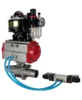 Кран шаровой DN.ru BV3232P(3pc)-FP-W-ISO-H LONG Ду80 Ру25 полнопроходной, корпус - нержавеющая сталь 316, уплотнение - PTFE, под приварку, с пневмоприводом PA-DA-083, пневмораспределителем 4V320-08 AC220V, БКВ APL-510N EX и БПВ AFC2000