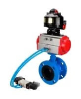Затвор дисковый поворотный DN.ru WBV1313E-2W-F-H Ду100 Ру16, корпус - чугун GGG40, диск - чугун GGG40, уплотнение - EPDM, с пневмоприводом PA-DA-105, пневмораспределителем 4M320-08 AC220V и БКВ APL-510N EX