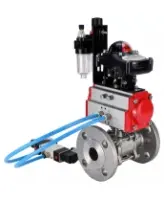 Кран шаровой DN.ru BV3131P(3pc)-FP-F-ISO-H Ду100 Ру16 полнопроходной трехсоставной, фланцевый, нержавеющая сталь 304, уплотнение - PTFE, 22х22, F10, WDVF, пневмопривод DN.ru PA-DA-105, пневмораспределитель 4M310-08 DC24V, БКВ APL-410N EX и БПВ AFC2000
