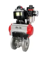 Кран шаровой DN.ru BV3232P(2pc)-FP-F-ISO-H Ду50 Ру16 полнопроходной фланцевый, корпус - нержавеющая сталь 316, уплотнение - PTFE, с пневмоприводом PA-SA-105, пневмораспределителем 4M310-08 220В NAMUR, БПВ AFC2000 и БКВ APL-510N EX