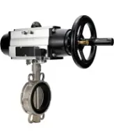 Затвор дисковый поворотный DN.ru WBV3232E-2W-Fb-H Ду150 Ру16, корпус - нержавеющая сталь 316L, диск - нержавеющая сталь 316L, уплотнение - EPDM, с пневмоприводом PA-DA-105-1 двойного действия, пневмораспределителем 4M310-08 AC220V