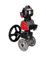 Кран шаровой DN.ru BV3232P(3pc)-FP-F-ISO-H Ду50 Ру40 фланцевый, полнопроходной, трехсоставной, корпус - нерж.сталь SS316, уплотнение - PTFE, пн.привод DN.ru PA-DA-083 пн.распределитель 4M310-08 AC220V ручной дублер MON2-450-T28-ISO БКВ APL-510N-EX