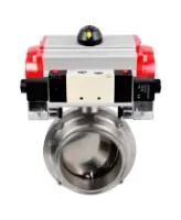Затвор дисковый поворотный кламповый DN.ru WBV3131S-2W-C-H Ду50 Ру10 корпус - пищевая нержавеющая сталь 304, уплотнение – Silicon, с пневмоприводом DN.ru PA-DA-065 и пневмораспределителем DN.ru 4V320-08 AC220V