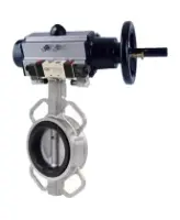 Затвор дисковый поворотный DN.ru WBV3131E-2W-Fb-H Ду125 Ру16, межфланцевый, корпус - нержавеющая сталь 304, диск - нержавеющая сталь 304, уплотнение - EPDM, с пневмоприводом PA-DA-105-1, с пневмораспределителем 4V320-08 AC220V