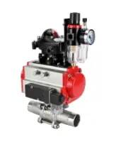 Кран шаровой DN.ru BV3232P(3pc)-FP-W-ISO-H LONG Ду80 Ру25 полнопроходной, корпус - нержавеющая сталь 316, уплотнение - PTFE, под приварку, с пневмоприводом DN.ru PA-SA-130, пневмораспределителем 4M310-08 AC220V, БКВ APL-210N и БПВ AFC2000
