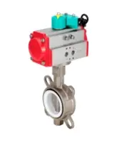 Затвор дисковый поворотный DN.ru WBV3232P-2W-Fb-H Ду80 Ру16 корпус - нержавеющая сталь 316L, диск - нержавеющая сталь 316L, уплотнение - PTFE, с пневмоприводом PA-DA-083 и магнитным переключателем ALS200D