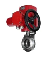 Затвор дисковый поворотный DN.ru WBV3131E-2W-W-H Ду50 Ру10 под приварку, корпус - пищевая нержавеющая сталь 304, уплотнение - EPDM, с электроприводом QT-EX-005M-O2-220VAC-У1 с моментной муфтой и штурвалом