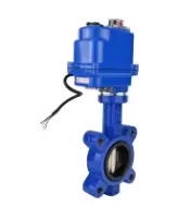 Затвор дисковый поворотный DN.ru WBV1616E-2W-Fb-H Ду50 Ру16 LUG межфланцевый, корпус - чугун QT450, диск - чугун QT450, уплотнение - EPDM, с электроприводом QT-N-003EM-O1-12VDC-У1 blue 12В