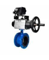 Затвор дисковый поворотный DN.ru WBV1331E-2W-F-H Ду50 Ру16 фланцевый, корпус - чугун GGG40, диск - нержавеющая сталь 304, уплотнение - EPDM, с пневмоприводом DN.ru PA-DA-105-1 и позиционером YT-1000RSN без обратной связи