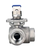 Кран шаровой DN.ru BV3232P(4pc)-SP-3WT-T-ISO-H WDVF Ду25 Ру63 стандартнопроходной, 3-ходовой Т-тип, внутренняя резьба, корпус - нержавеющая сталь AISI 316, уплотнение - PTFE, с ISO-фланцем и рукояткой