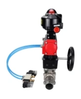 Кран шаровой DN.ru BV3232P(3pc)-FP-W-ISO-H LONG Ду80 Ру25, полнопроходной, нержавеющая сталь 316, уплотнение - PTFE, под приварку, с пневмоприводом PA-DA-083, с пневмораспределителем 4V320-08 AC220V, БКВ APL-510N Ex, ручным дублером MON2-450-T28-ISO