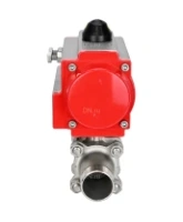 Кран шаровой DN.ru BV3232P(3pc)-FP-W-ISO-H LONG Ду65 Ру25 полнопроходной, корпус - нержавеющая сталь 316, уплотнение - PTFE, под приварку, с пневмоприводом DN.ru PA-DA-083
