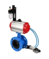 Затвор дисковый поворотный DN.ru WBV1313E-2W-F-H Ду100 Ру16 фланцевый, корпус - чугун GGG40, диск - чугун GGG40, уплотнение - EPDM, с пневмоприводом DN.ru PA-DA-105, пневмораспределителем DN.ru 4V320-08 AC220V и БПВ DN.ru AFC2000