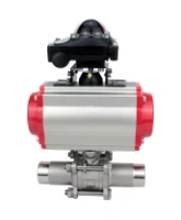 Кран шаровой DN.ru BV3232P(3pc)-FP-W-ISO-H LONG Ду80 Ру25 полнопроходной, корпус - нержавеющая сталь 316, уплотнение - PTFE, под приварку, с пневмоприводом DN.ru PA-SA-130, пневмораспределителем 4M310-08 AC220V и БКВ APL-210N