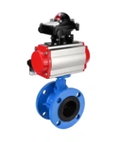 Затвор дисковый поворотный DN.ru WBV1313E-2W-F-H Ду100 Ру16 фланцевый, корпус - чугун GGG40, диск - чугун GGG40, уплотнение - EPDM, с пневмоприводом DN.ru PA-DA-105, пневмораспределителем DN.ru 4M310-08 AC220V и БКВ DN.ru APL-210N