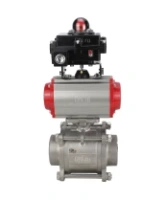 Кран шаровой DN.ru BV3232P(3pc)-FP-W-ISO-H Ду65 Ру25 SS316 полнопроходной под приварку, корпус - нержавеющая сталь с пневмоприводом DN.ru PA-DA-83 и блоком концевых выключателей APL-410N EX