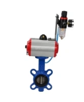 Затвор дисковый поворотный DN.ru WBV1413E-2W-Fb-H Ду40 Ру16, корпус - чугун GGG50, диск - чугун GGG40, уплотнение - EPDM, с пневмоприводом DN.ru PA-DA-052 двойного действия, пневмораспределителем 4M310-08 AC220V, БПВ AFC2000