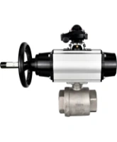 Кран шаровой DN.ru BV3232P(2pc)-FP-T-ISO-H Ду100 Ру40 полнопроходной двухходовой, нержавеющая сталь SS316, внутренняя резьба, уплотнение - PTFE, с пневмоприводом PA-DA-105-1 двойного действия, с пневмораспределителем 4M310-08 AC220V, с БКВ APL-210N