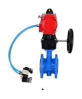 Затвор дисковый поворотный DN.ru WBV1313E-2W-F-H Ду100 Ру16 фланцевый, корпус - чугун GGG40, диск - чугун GGG40, EPDM, с пневмоприводом DN.ru PA-DA-105, пневмораспределителем DN.ru 4V320-08 AC220V и ручным дублером DN.ru MON1-250-T26-ISO