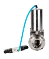 Затвор дисковый поворотный кламповый DN.ru WBV3131E-2W-C-H Ду80 Ру10 корпус - пищевая нержавеющая сталь 304, уплотнение – EPDM, с пневмоприводом DN.ru PA-SA-85 и пневмораспределителем DN.ru 4V320-10 AC220V