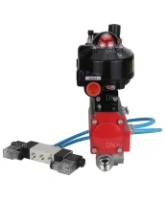 Кран шаровой DN.ru BV3232P(4pc)-SP-3WL-T-ISO-H 4″ Ду100 Ру40 стандартнопроходной трехходовой L-тип, нержавеющая сталь SS316, внутренняя резьба, PTFE, с пн.приводом DN.ru PA-DA-083 пн.распределителем 4V320-08 AC220V БПВ AFC2000 БКВ APL-510N-EX