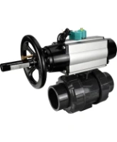 Кран шаровой DN.ru BV4242E-FP-GRM-ISO Дн50 Ру10 полнопроходной, корпус - НПВХ, шар - НПВХ, уплотнение - EPDM, с пневмоприводом PA-DA-105-1, пневмораспределителем 4M310-08 AC220V и магнитным переключателем ALS200D