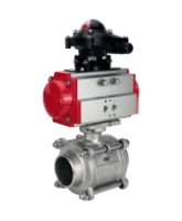 Кран шаровой DN.ru BV3232P(3pc)-FP-W-ISO-H WDVF Ду40 Ру40 полнопроходной, трехсоставной, корпус - нержавеющая сталь 316, уплотнение - PTFE, под приварку, с пневмоприводом PA-DA-065, БКВ APL-210N