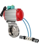 Затвор дисковый поворотный DN.ru WBV3131E-2W-W-H Ду50 Ру10 под приварку, корпус - пищевая нержавеющая сталь 304, уплотнение - EPDM, с пневмоприводом PA-SA-065, пневмораспределителем 4V320-08 AC220V и магнитным переключателем ALS200D