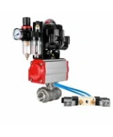 Кран шаровой DN.ru BV3232P(4pc)-SP-3WT-T-ISO-H WDVF Ду25 Ру63 стандартнопроходной, 3-ходовой Т-тип, внутренняя резьба, нержавеющая сталь AISI 316, PTFE, с пневмоприводом PA-DA-065, пневмораспределителем 4V320-08 AC220V, БКВ APL-510N EX и БПВ AFC2000
