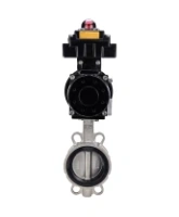 Затвор дисковый поворотный DN.ru WBV3131V-2W-Fb-H Ду150 Ру16 межфланцевый, корпус - нержавеющая сталь 304, диск - нержавеющая сталь 304, уплотнение - VITON, с пневмоприводом PA-DA-105-1 и БКВ APL-410N EX