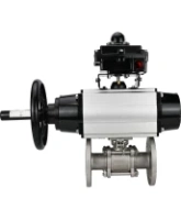 Кран шаровой DN.ru BV3131P(3pc)-FP-F-ISO-H Ду100 Ру16 полнопроходной трехсоставной, фланцевый, нержавеющая сталь 304, уплотнение - PTFE, 22х22, F10, WDVF, с пневмоприводом DN.ru PA-DA-105-1, пневмораспределителем 4M310-08 AC220V и БКВ APL-410N EX