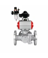 Кран шаровой DN.ru BV3232P(2pc)-FP-3WL-F-ISO-H Ду20 Ру16 HYMT трехходовой L-тип, полнопроходной, фланцевый, корпус - нержавеющая сталь AISI316, с пневмоприводом PA-DA-052, пневмораспределителем 4M320-08 AC220V, БКВ APL-210N и БПВ AFC2000