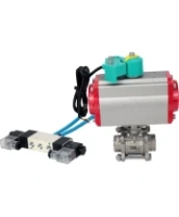 Кран шаровой DN.ru BV3232P(3pc)-FP-W-ISO-H Ду80 Ру25 полнопроходной, корпус - нержавеющая сталь 316, уплотнение - PTFE, под приварку, с пневмоприводом PA-DA-105, пневмораспределителем 4V320-08 AC220V и магнитным переключателем ALS200D