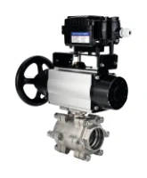 Кран шаровой DN.ru BV3232P(3pc)-FP-SW-ISO-H Ду100 Ру63 полнопроходной, корпус - нержавеющая сталь SS316, под приварку, с пневмоприводом PA-DA-105-1, электропневматическим поворотным позиционером YT-1000RSN без обратной связи