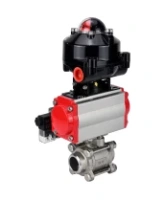 Кран шаровой DN.ru BV3232P(3pc)-FP-W-ISO-H Ду65 Ру25 полнопроходной двухходовой, нержавеющая сталь SS316, под приварку, уплотнение - PTFE, с пн.приводом DN.ru PA-DA-083 пн.распределителем 4M310-08 AC220V и БКВ APL-510N-EX